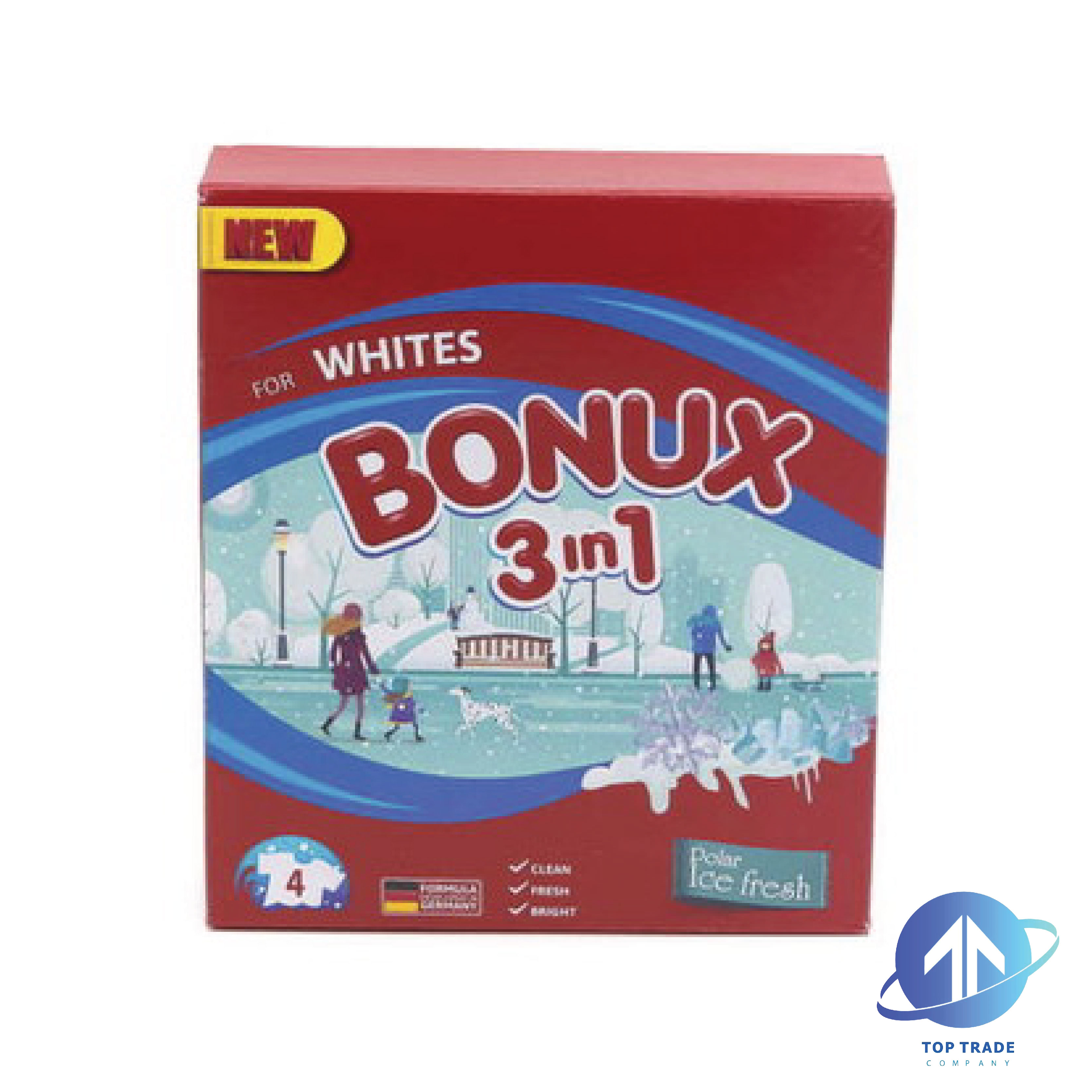 Bonux washing powder -white laundry- ice fresh 400gr/4sc 3in1